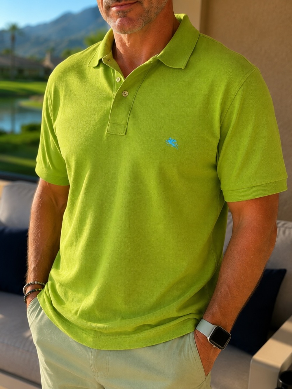 Etro Green Polo Shirt Mens Large 42” Chest Cotton Pique Designer Italy